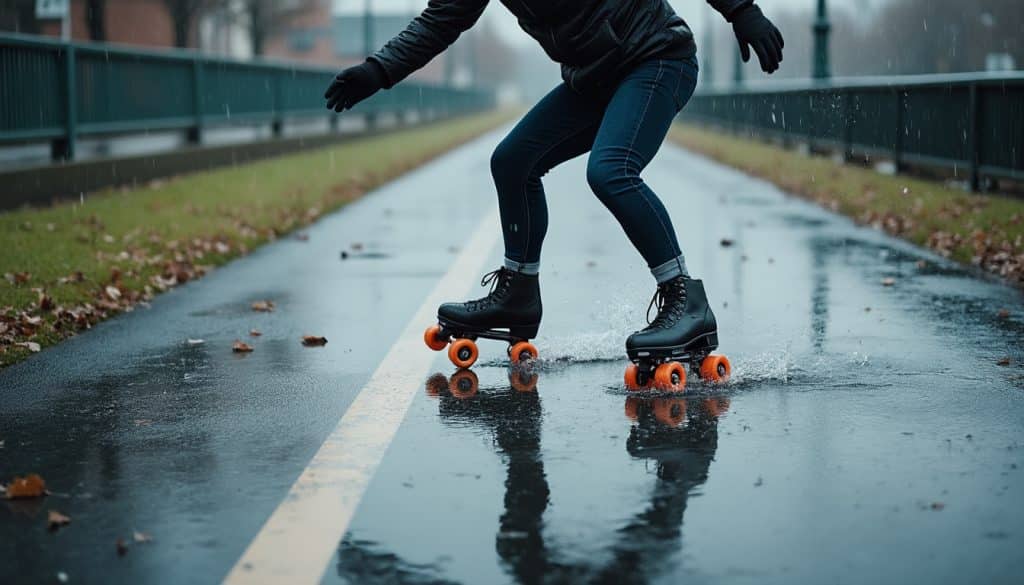 découvrez pourquoi faire du roller sous la pluie ou sur sol humide est risqué : perte d’adhérence, freinage difficile et conseils pour rouler en sécurité.
